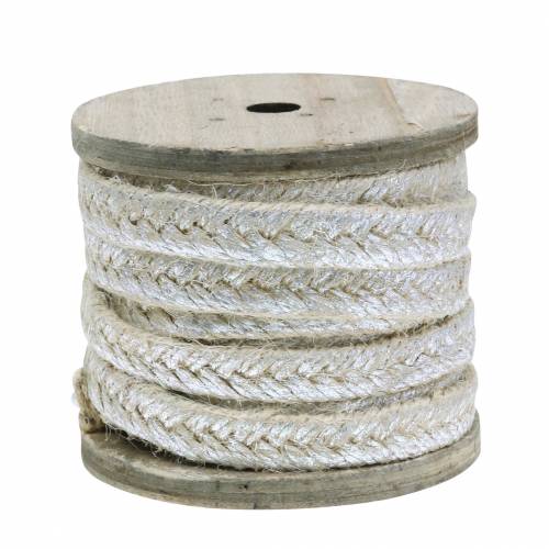 Floristik24 Cord wide jute silver 10mm 4m
