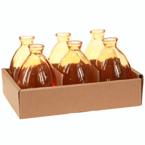 Product Bulbous vase glass mini vases orange Ø7cm H12cm 6 pcs