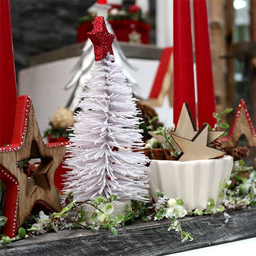 Floristik24 Decorative tree glittered white H14cm 4pcs