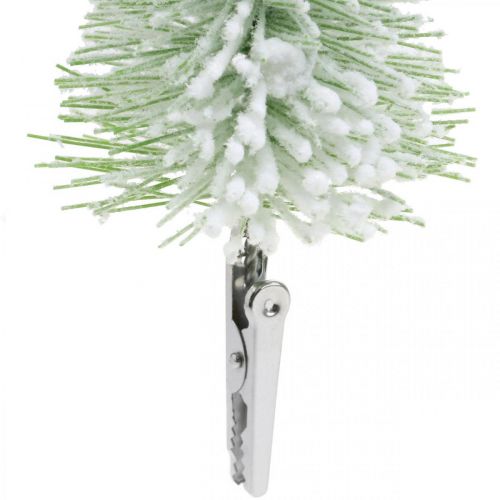 Christmas decoration fir tree snowed clip green H13 / 19cm 4pcs