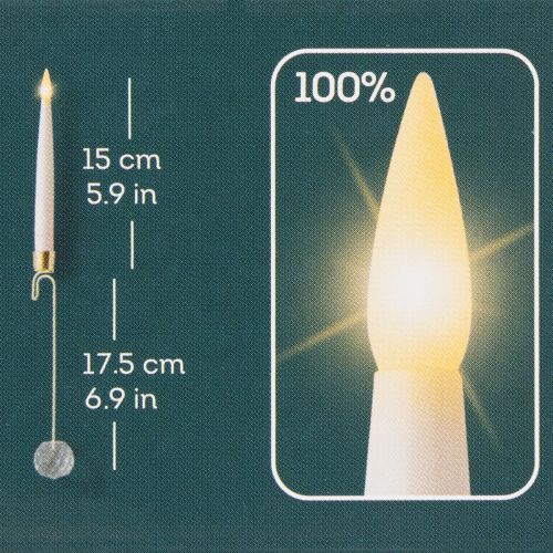 Product LED Tree Candles, Taper Candles with Crystal, Yellow Light, 31cm, 10 Pieces
