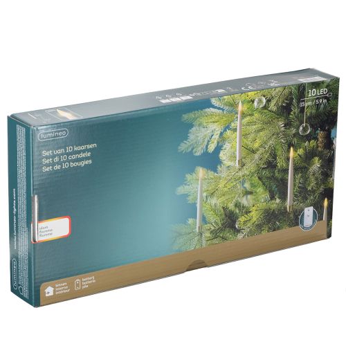 Product LED Tree Candles, Taper Candles with Crystal, Yellow Light, 31cm, 10 Pieces