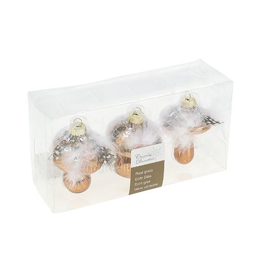 Floristik24 Tree decorations glass mushroom brown 8cm 3pcs