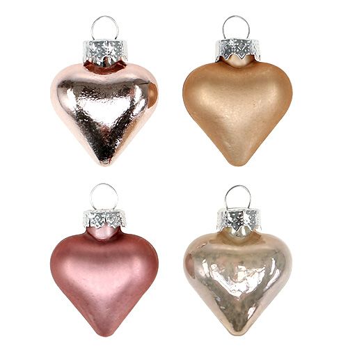 Tree decoration hearts mix pink 3cm 24 pcs
