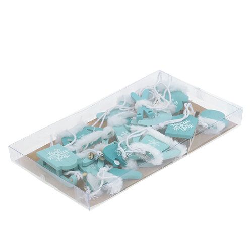 Floristik24 Tree decorations mix 3.5cm - 7.5cm blue, white 12pcs