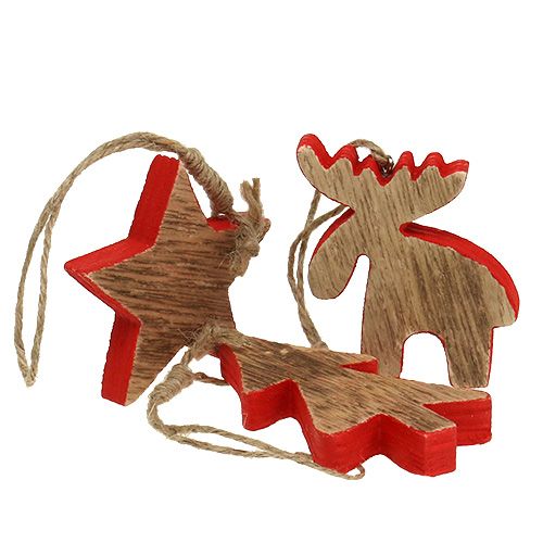 Floristik24 Tree decorations mix red, nature 7cm - 9cm 9pcs