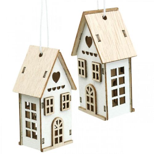 Floristik24 Christmas tree decoration, wooden house decoration H7.5cm 6 pcs