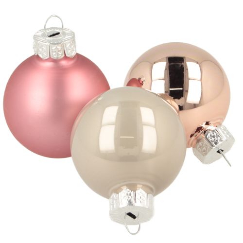 Floristik24 Tree decoration Christmas balls glass pink grey Ø4cm 24 pcs