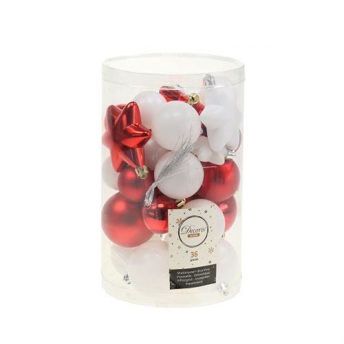 Floristik24 Tree decoration mix red, white 36pcs