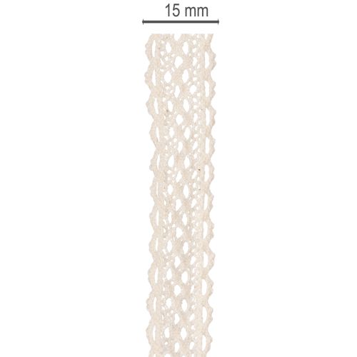 Cotton lace ribbon for decoration and handicrafts, 15mm wide, 10m long | Floristik24.ie