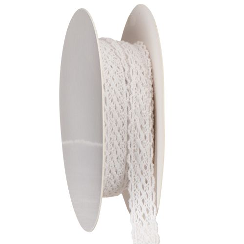 Cotton lace ribbon, fine decorative ribbon for crafting, 15mm wide, 10m long