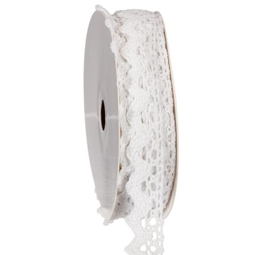 Decorative lace ribbon, fine cotton trim for handicrafts, 15mm wide, 10m long