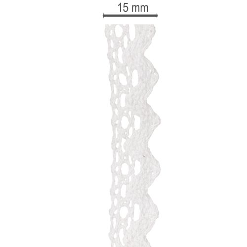 Decorative lace ribbon, fine cotton trim for handicrafts, 15mm wide, 10m long | Floristik24.ie