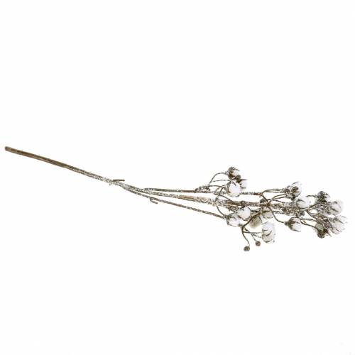 Floristik24 Iced cotton branch 47cm