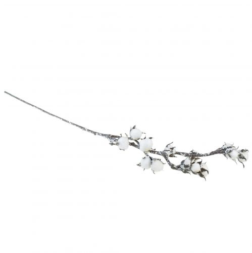 Floristik24 Artificial Cotton Branch Cotton Flowers Snowed 79cm