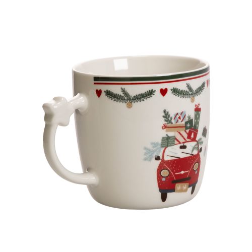 Ceramic mug with Christmas motif, car and gifts, 9cm | Floristik24.ie