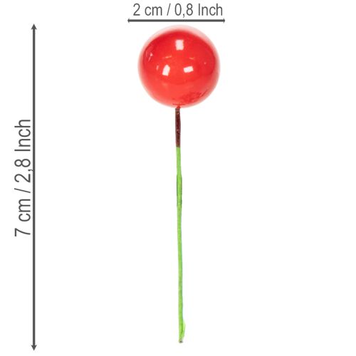 Artificial red berry mini Christmas baubles for floral decoration, 2cm, 48 pieces | Floristik24.ie