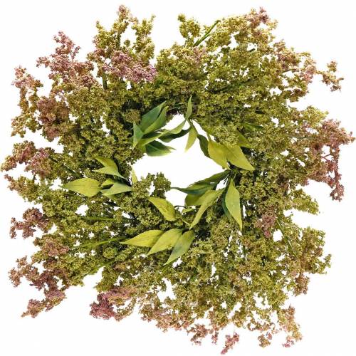Floristik24 Artificial heather wreath green, pink Ø72cm