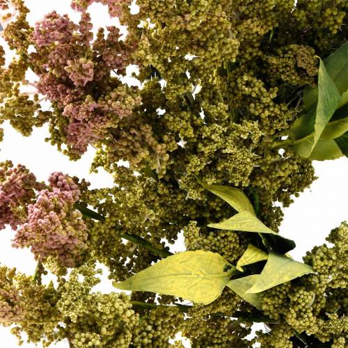 Floristik24 Artificial heather wreath green, pink Ø72cm