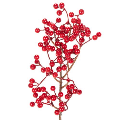 Artificial holly branch with red berries, decorative branch for vases, 47cm, 3 pieces | Floristik24.ie
