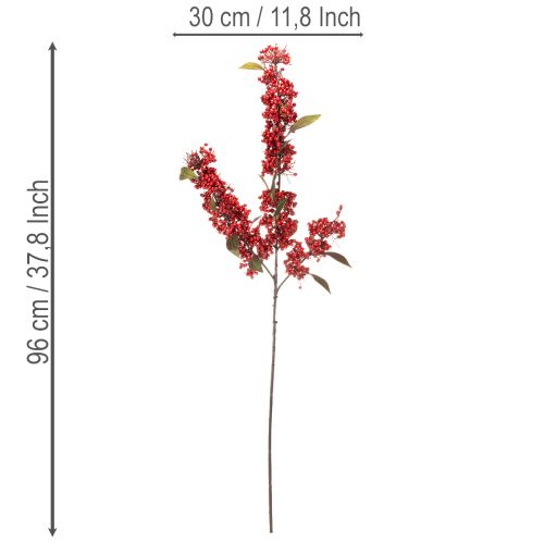 Artificial branch with red berries and leaves, 96cm | Floristik24.ie