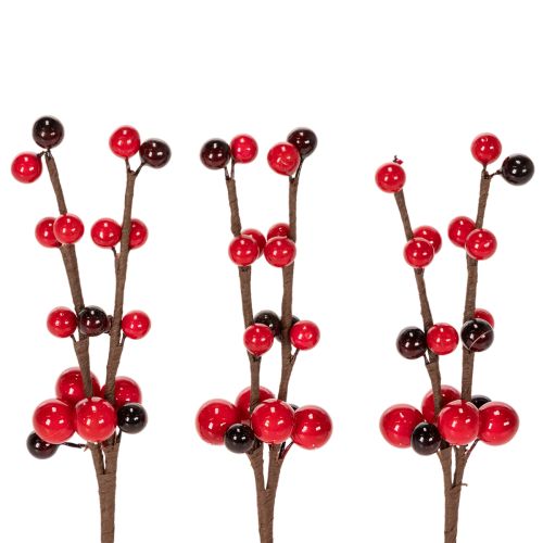 Artificial branch with red berries, 15cm, 6 pieces buy online | Floristik24.ie