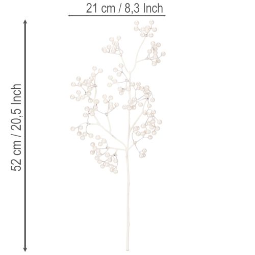 Artificial white berry branch, decoration/craft supplies, 52cm | Floristik24.ie