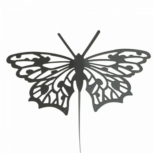 Flower plug metal butterfly black 10.5×8/44cm 3pcs