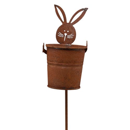 Floristik24 Bed plug rust bunny with bucket planter vintage 5x11cm