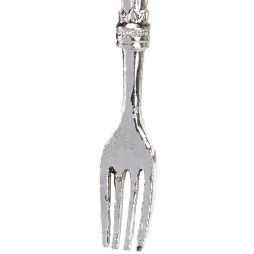 Floristik24 Cutlery decoration for hanging metal look silver 14cm 12 pcs
