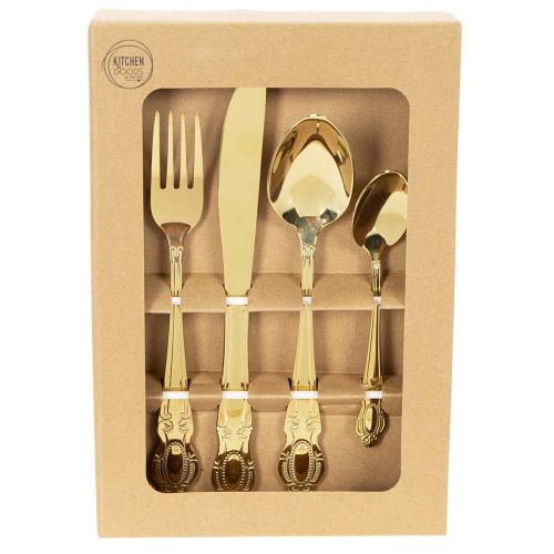Gold cutlery set, 16 pieces,