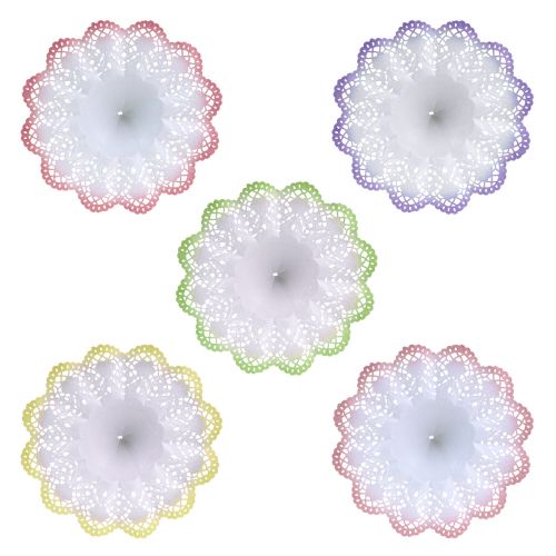 Product Biedermeier-style batik paper cuffs, Ø17cm, 25 pieces, assorted colors, for flower arrangements