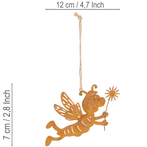 Hanging bee decoration, rust-colored metal, summer decoration, 12cm, 6 pieces | Floristik24.ie