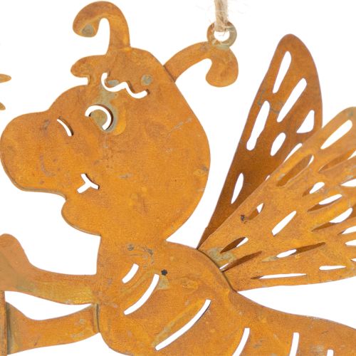 Hanging bee decoration, rust-colored metal, summer decoration, 12cm, 6 pieces | Floristik24.ie