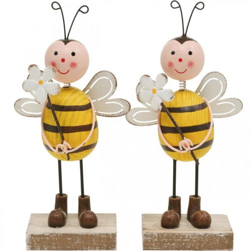 Decoration Bee with Flower Decorative Figure Summer Decoration H21cm 2 Pcs