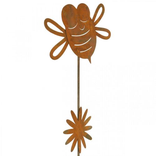Product Garden stake bee, spring decoration, metal stake rust L24.5cm 6 pcs