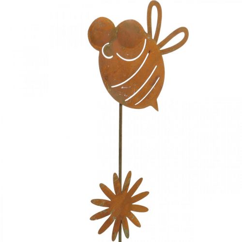 Product Garden stake bee, spring decoration, metal stake rust L24.5cm 6 pcs