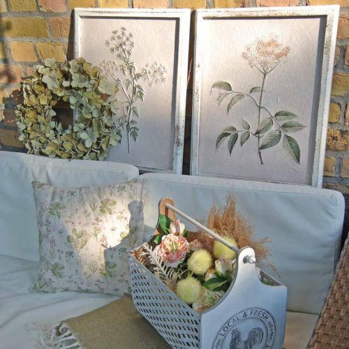 Product Vintage wall decoration, picture with frame wood dried plant 40×50cm