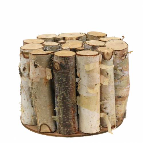 Floristik24 Birch jar with test tubes natural Ø17cm H13cm