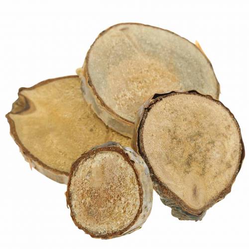 Birch slices round natural 5cm 1kg for decoration with bark