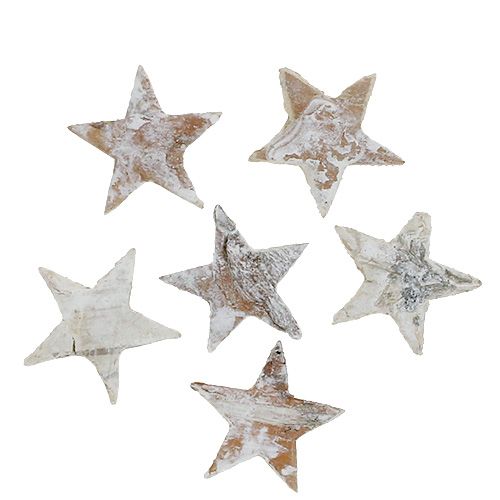 Floristik24 Birch stars mini 2cm - 2.5cm whitewashed 150 pcs