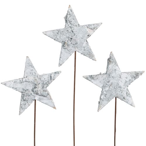Product Birch stars on wire stars birch bark white 6cm 24 pcs