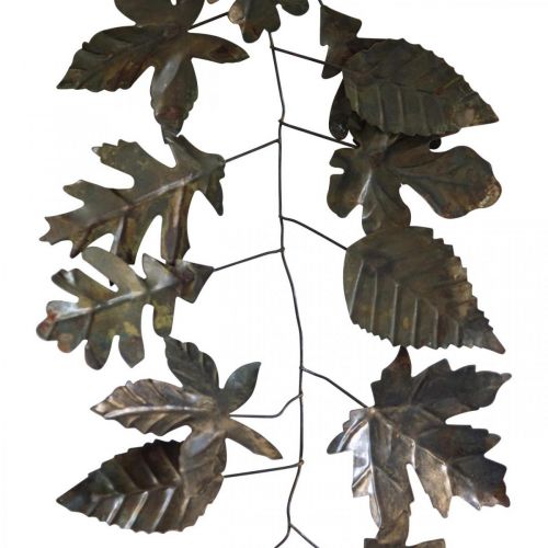 Floristik24 Wall decoration metal garland leaves brass L100cm W27cm
