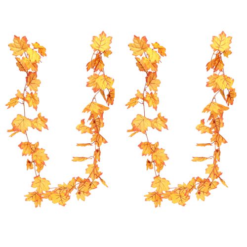 Floristik24 Leaf garland autumn garland orange yellow 168cm 2pcs