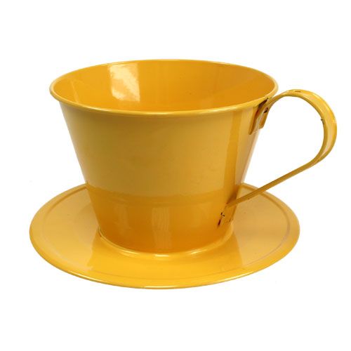 Floristik24 Decorative cup yellow Ø16cm H11cm