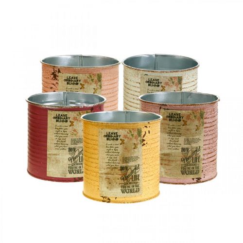 Decorative tin shabby chic metal Ø11cm H10.5cm Different colours
