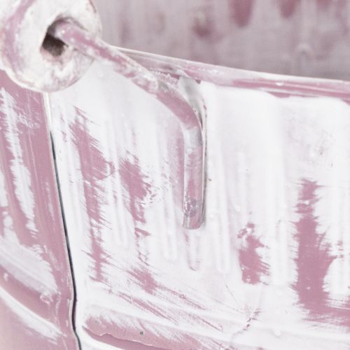 Tin bucket, purple and white washed, Ø19cm H17cm, 1 pc. | Floristik24.ie
