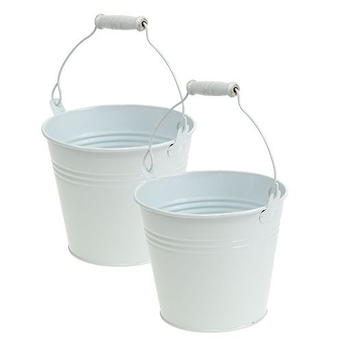 Floristik24 Metal Bucket White Ø14cm H12cm 6 pcs
