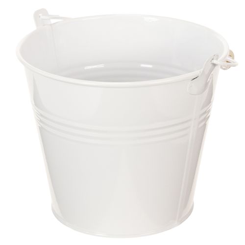 White tin buckets Ø14cm H12cm 6 pcs | Floristik24.ie