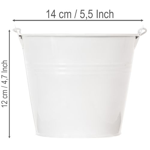 White tin buckets Ø14cm H12cm 6 pcs | Floristik24.ie